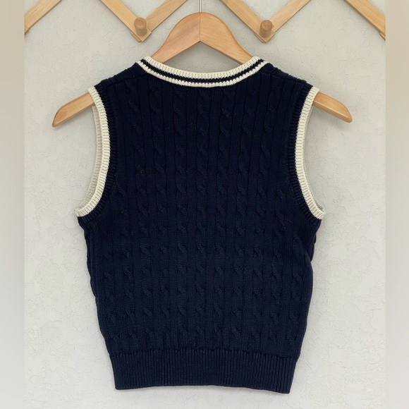 John Galt Brandy Melville Navy blue cable knit sweater vest - Picture 2 of 7
